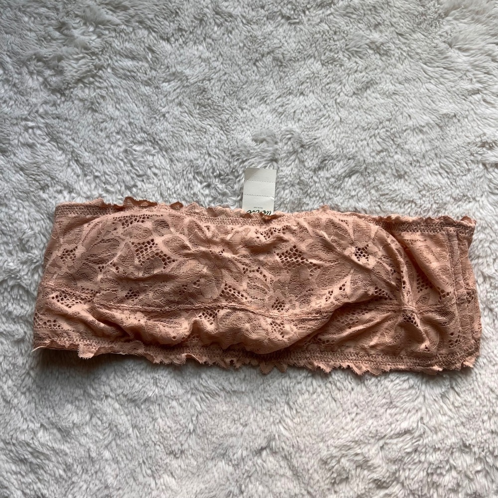 Aerie Real Good Floral Lace Bandeau Bra Strapless Underwire Size 36B 073-2792695